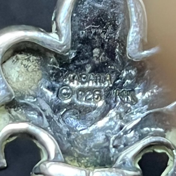 Kabana Sterling Silver, 14k Gold & Lapis Lazuli Fleur Di Lis Cuff Bracelet (3670 - Picture 6 of 9